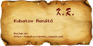 Kubatov Renátó névjegykártya